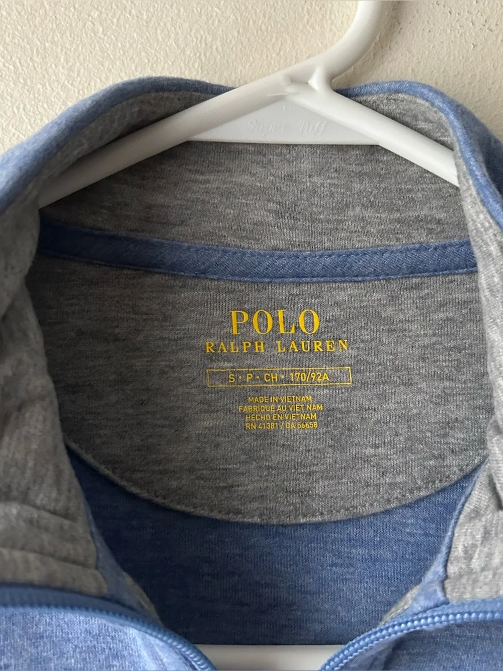 Polo Ralph Lauren Jersey 1/4 Zip Sweater Sweatshirt Blue Grey S